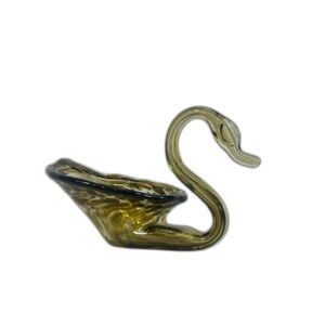 Vintage Hand Blown Clear Brown Amber Swan Trinket Dish MCM